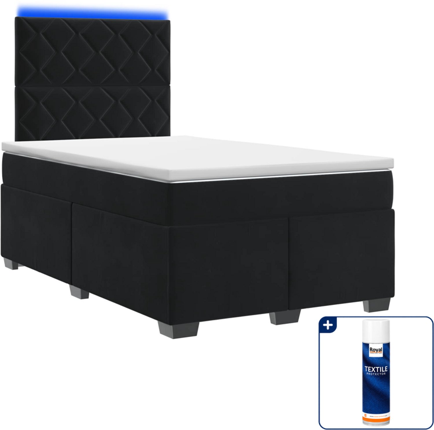 vidaXL Boxspringbed 120 x 190 cm - fluweel - zwart - Inclusief textielbeschermer 500 ml
