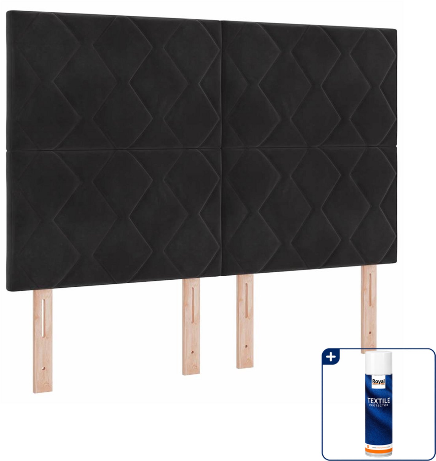 vidaXL LED boxspring Small double - 140 x 200 cm - zwart - Inclusief textielbeschermer 500 ml