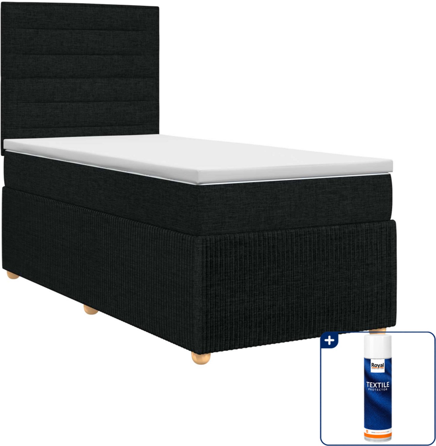 vidaXL boxspringbed - 90 x 200 cm - zwart - Inclusief textielbeschermer 500 ml
