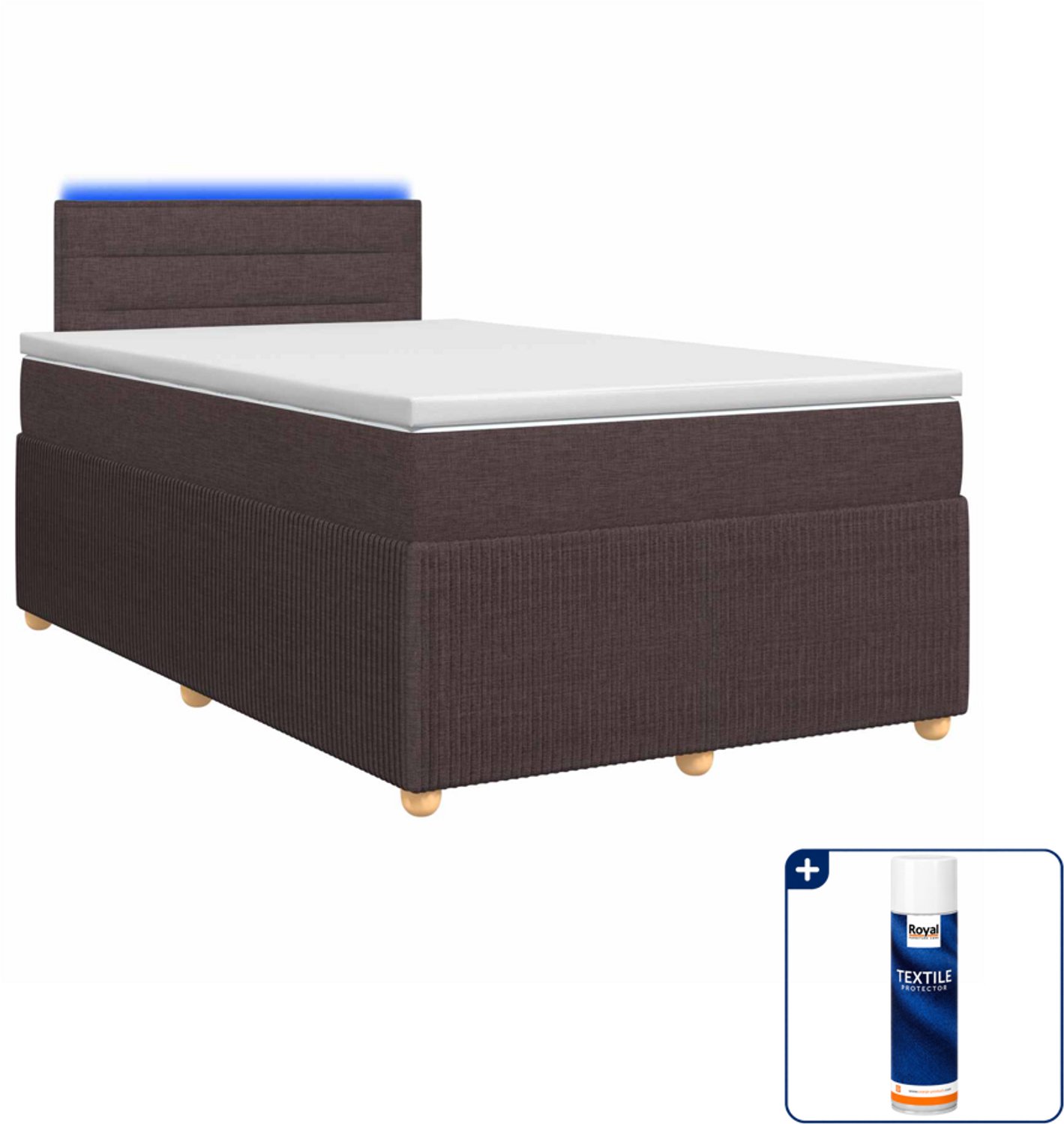 vidaXL boxspringbed met matras - 120 x 200 cm - donkerbruin - Inclusief textielbeschermer 500 ml