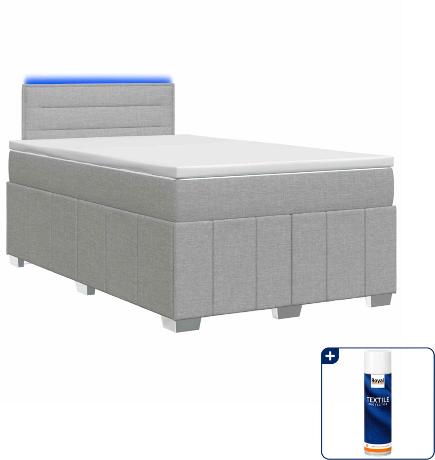 vidaXL boxspringbed met matras - 120 x 190 cm - lichtgrijs - Inclusief textielbeschermer 500 ml