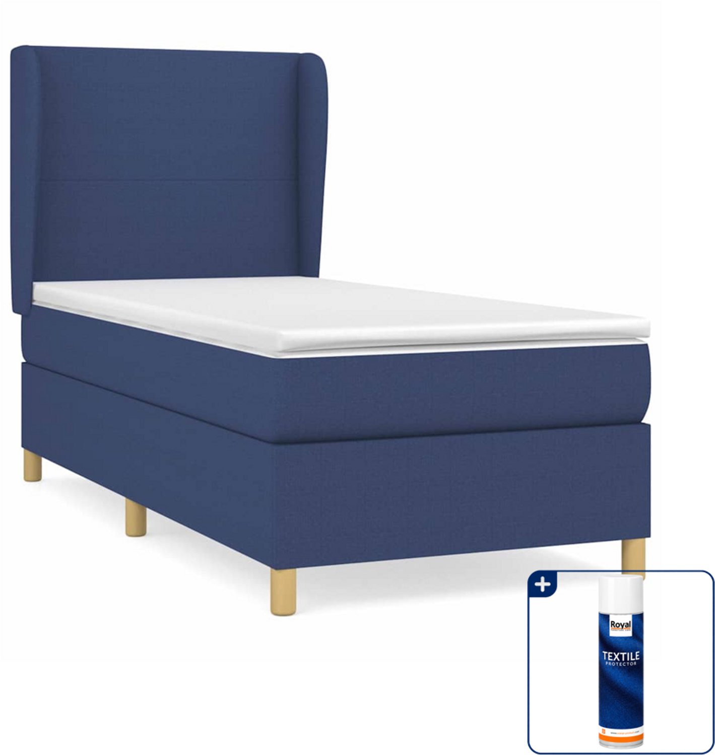 vidaXL boxspring met matras 80 x 200 cm - stof - blauw - Inclusief textielbeschermer 500 ml