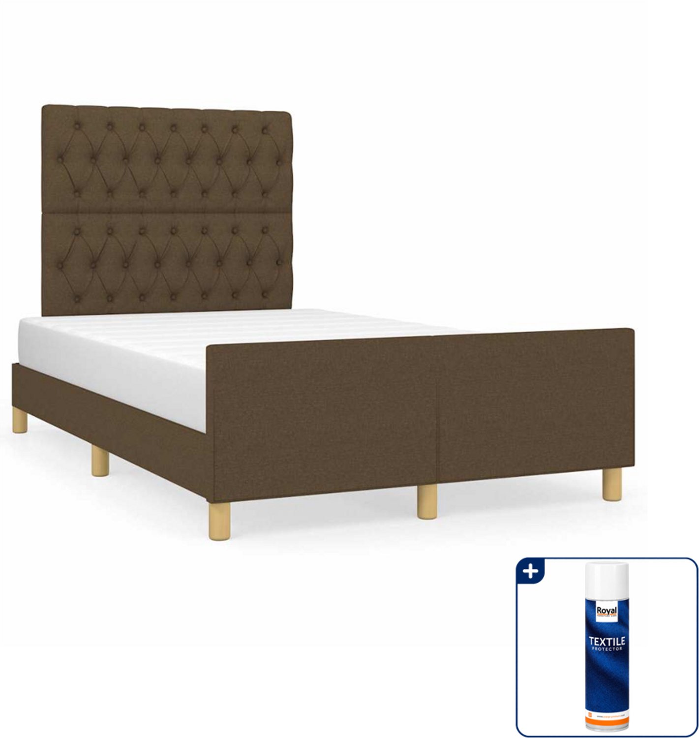 vidaXL bedframe 120 x 200 cm - stof - donkerbruin - Inclusief textielbeschermer 500 ml