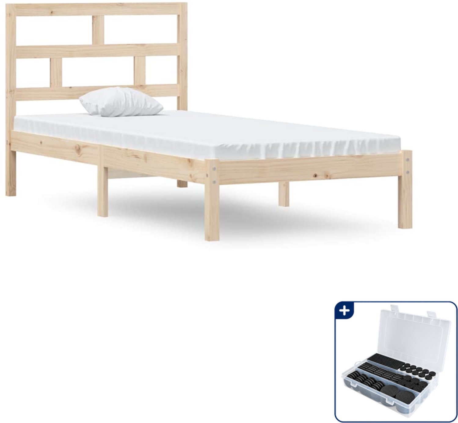 vidaXL bedframe - 90 x 190 cm - massief grenenhout - Inclusief antikrasvilt 177-delig Bruin