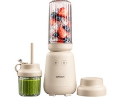 Safecourt Kitchen PureBlend - 1000W Smoothie maker - BPA vrij - inclusief to-go drinkdeksel + rietje- Premium Tritan blendbekers - Beige