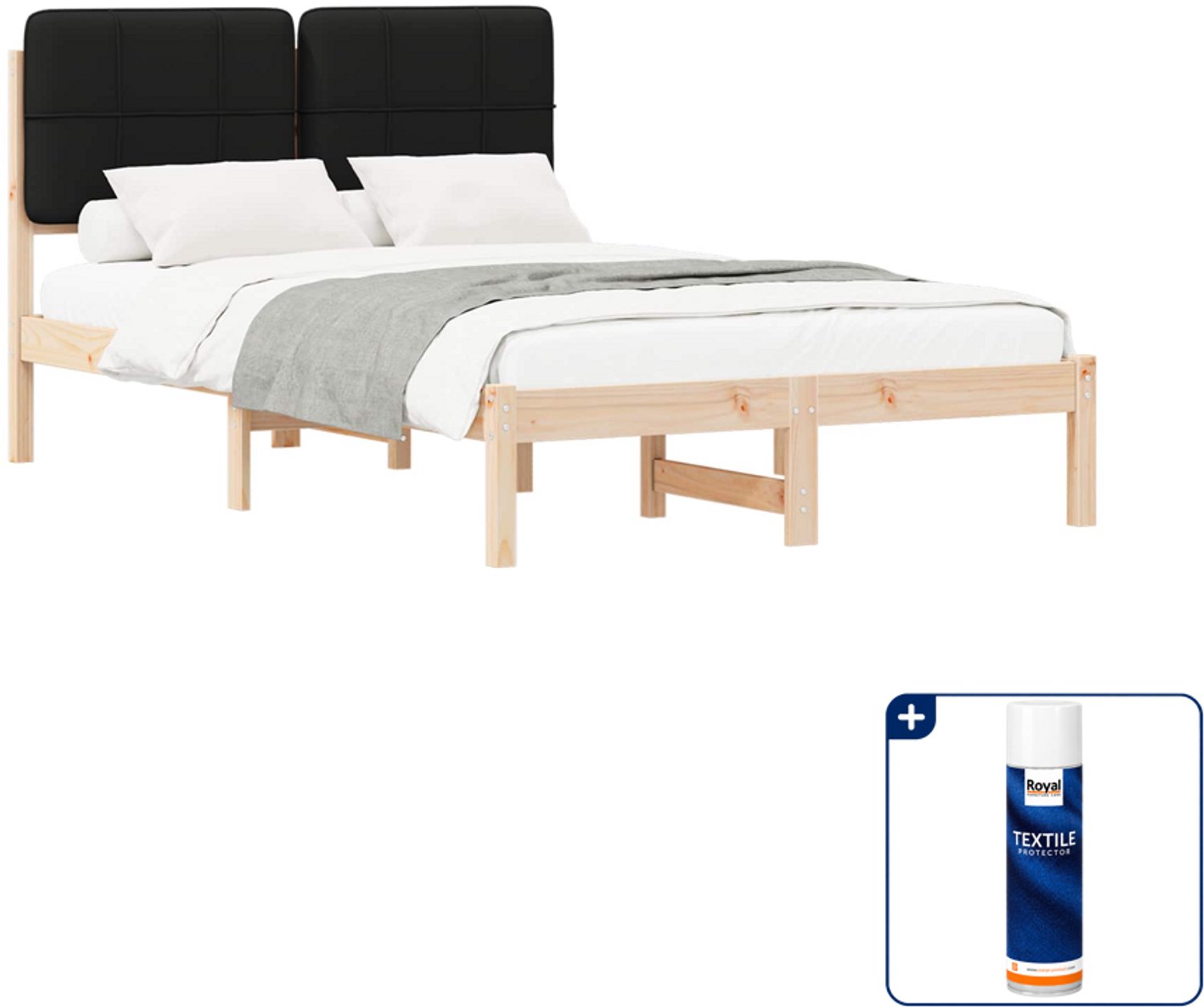 vidaXL bedframe - 120 x 190 cm - zwart - Inclusief textielbeschermer 500 ml