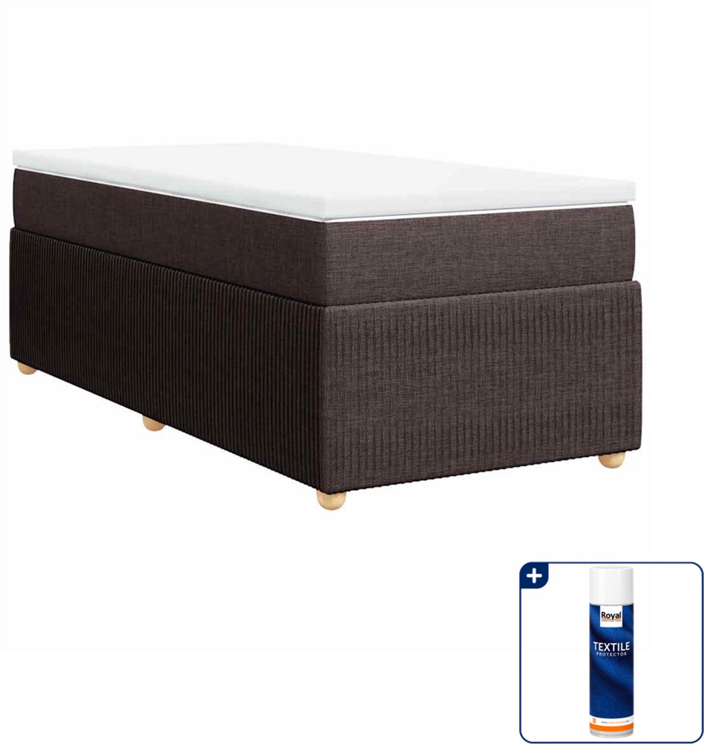 vidaXL boxspring met matras - 90 x 190 cm - donkerbruin - Inclusief textielbeschermer 500 ml