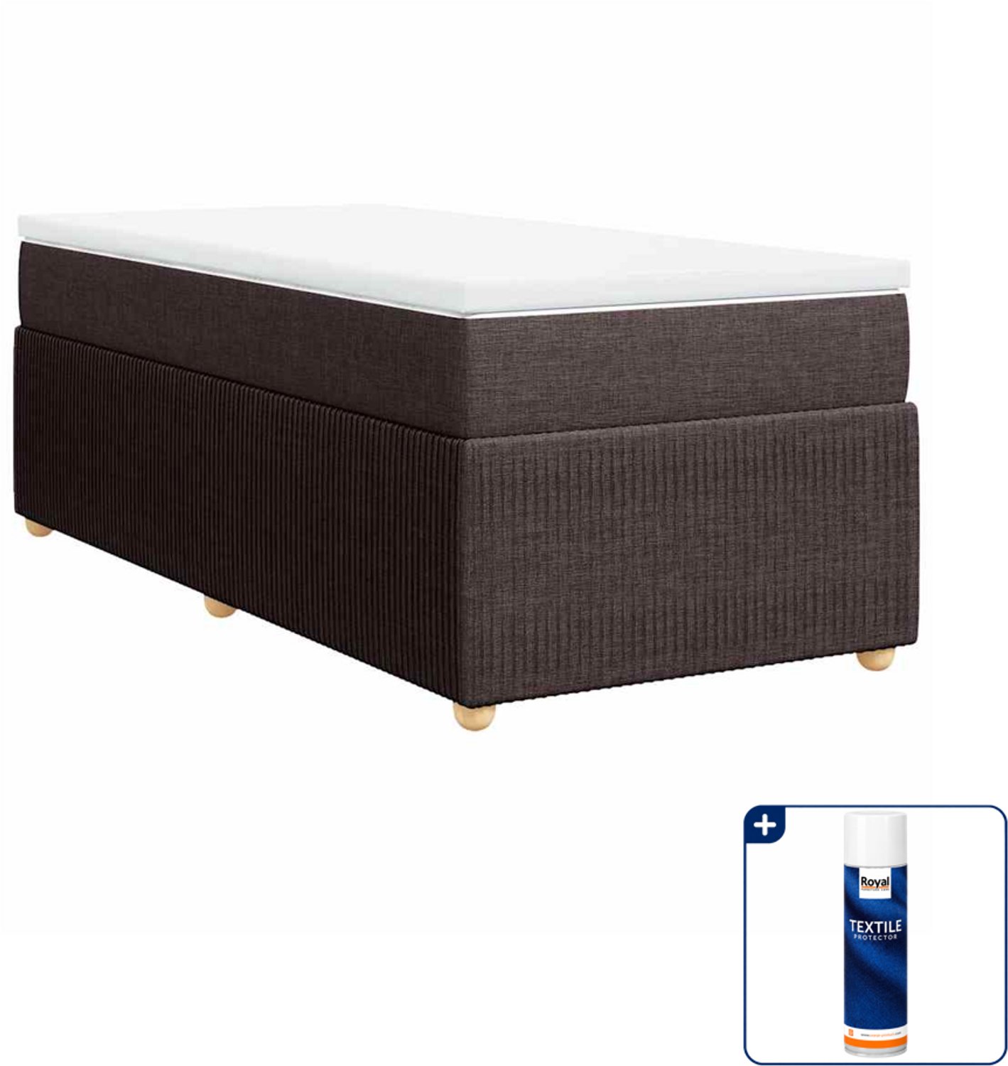 vidaXL boxspring met matras 80 x 200 cm - stof - donkerbruin - Inclusief textielbeschermer 500 ml