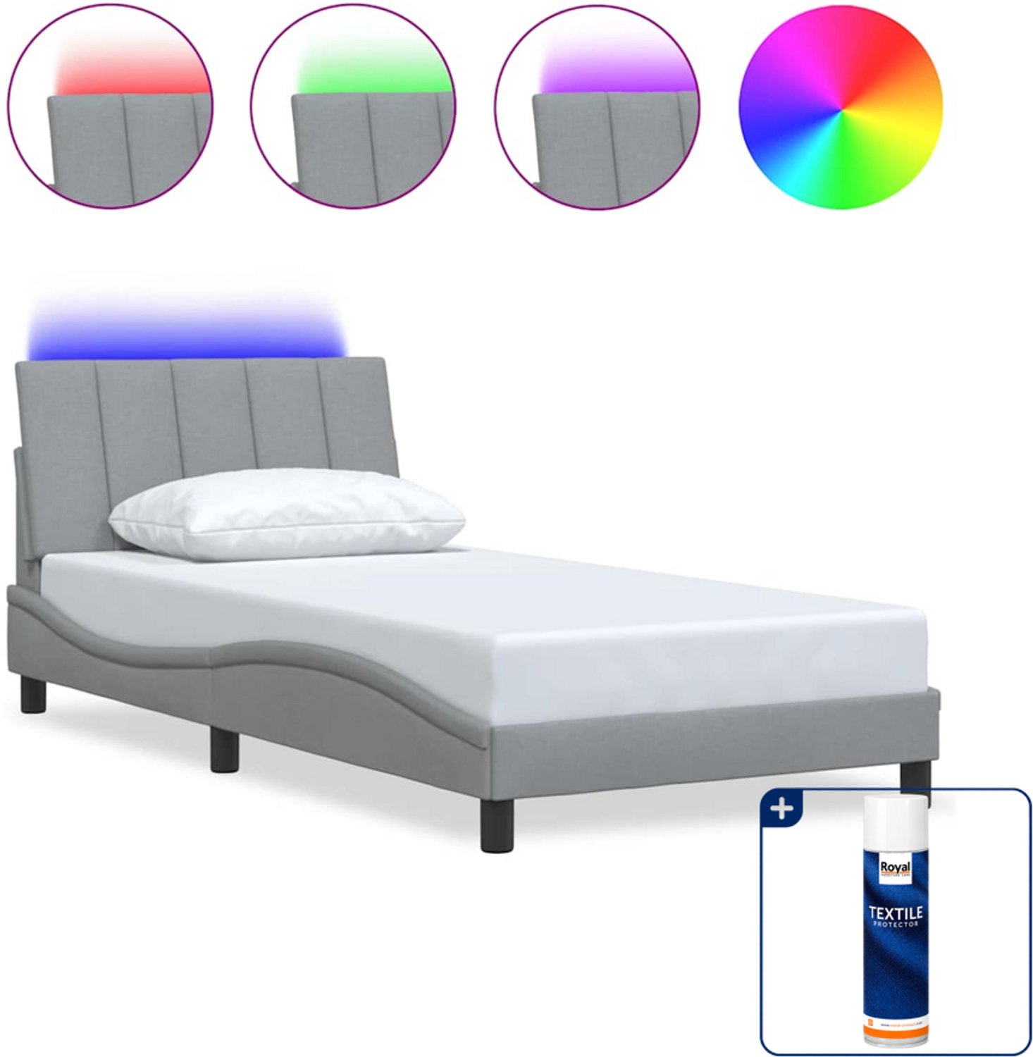 vidaXL Bedframe Dover - 100 x 200 cm - stof - lichtgrijs - Inclusief textielbeschermer 500 ml