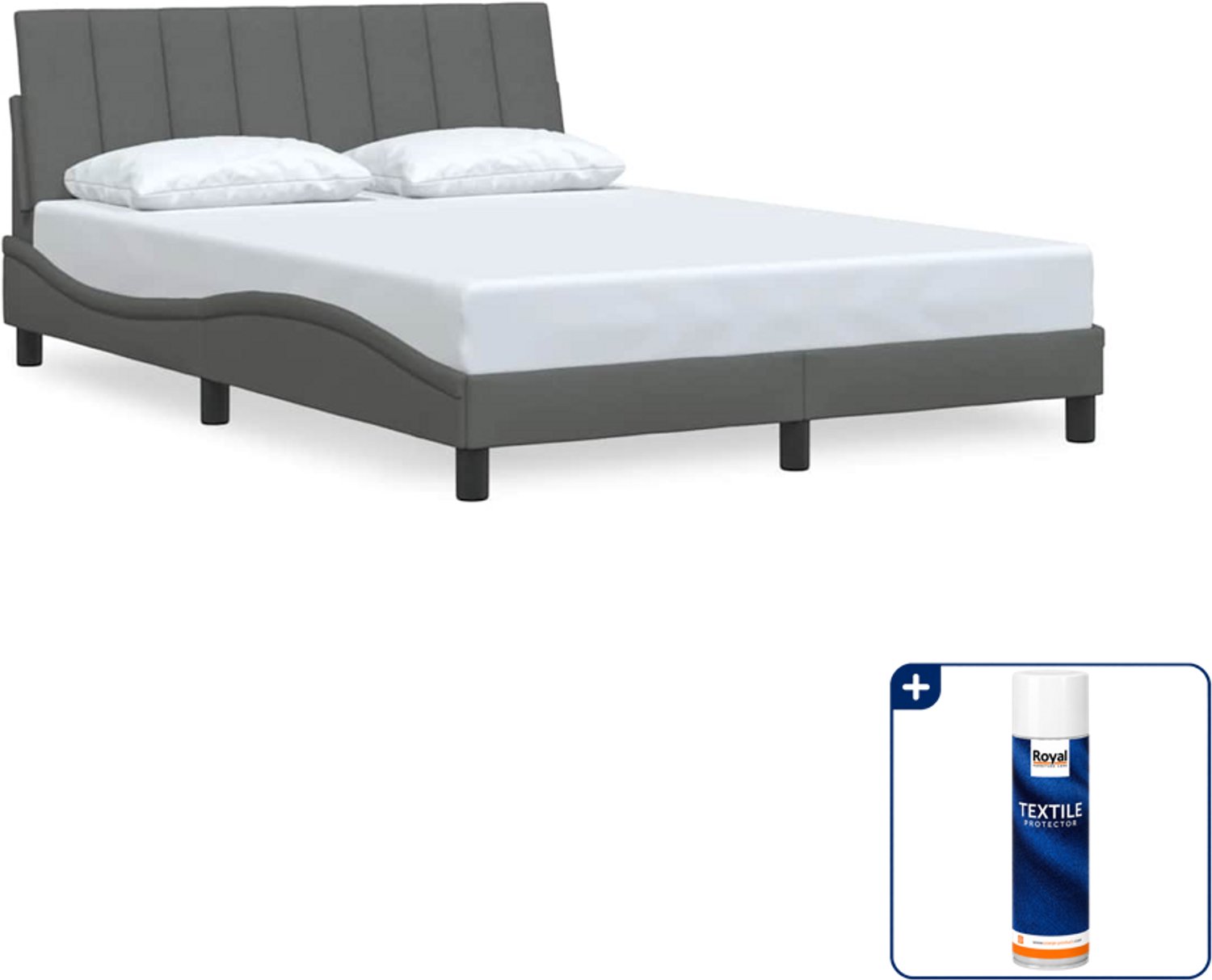vidaXL bedframe Hanko - 120 x 200 cm - stof - donkergrijs - Inclusief textielbeschermer 500 ml