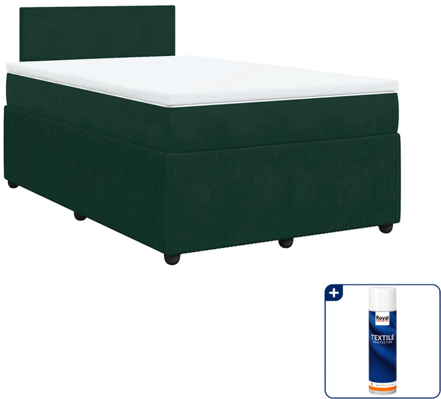 vidaXL boxspring met matras 120 x 190 cm - fluweel - donkergroen - Inclusief textielbeschermer 500 ml