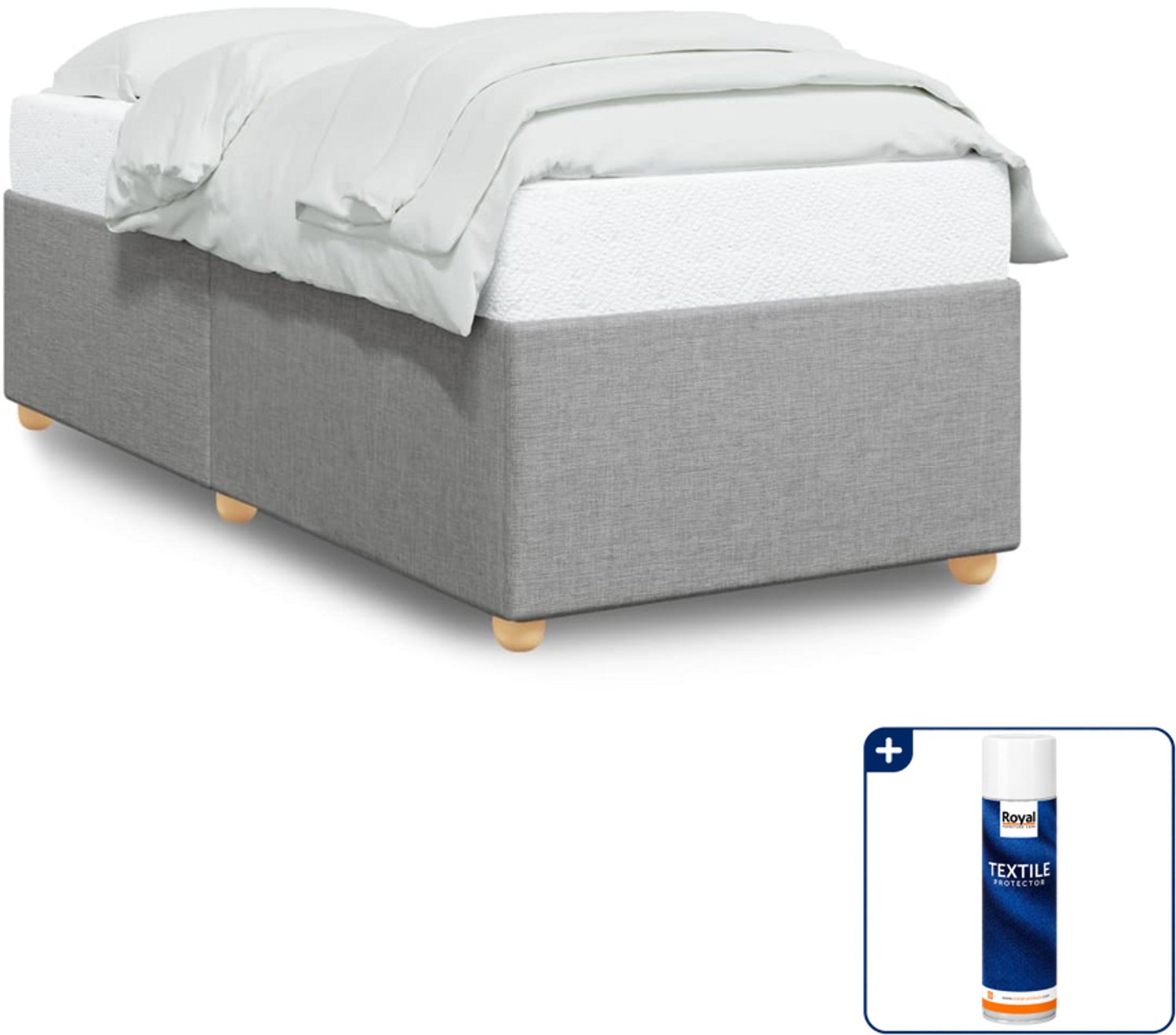 vidaXL Bedframe - 100 x 200 cm - stof - lichtgrijs - Inclusief textielbeschermer 500 ml Bruin