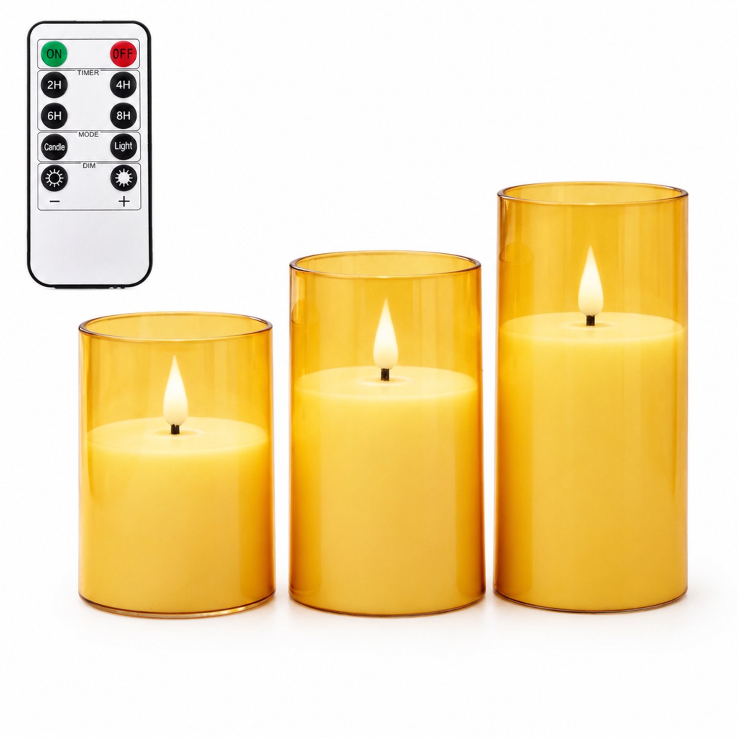 SWGOTA led kaarsen, 3 stuks per doos, goudkleurig met druppelvormige vlampunt, inclusief afstandsbediening en 1 knoopcel voor de afstandsbediening