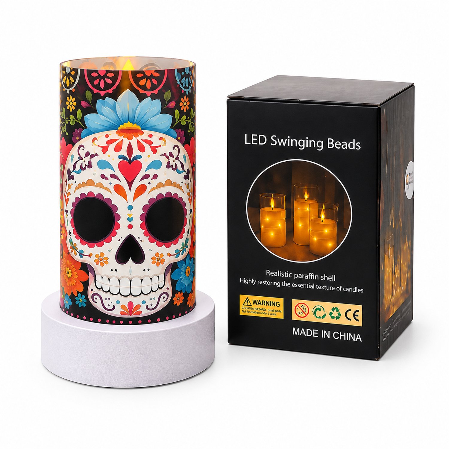 SWGOTA led kaarsen zeven komma vijf bij vijftien centimeter Halloween schedeldecoratie zonder batterij Bruin