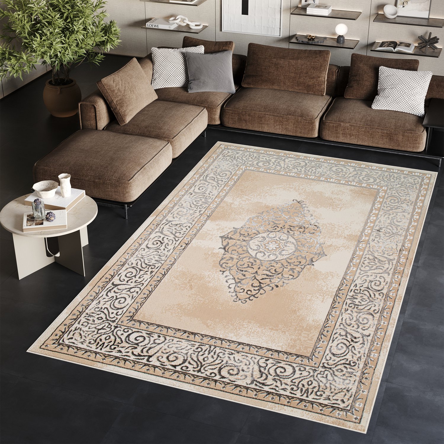 Tapiso Ares Vloerkleed Grijs Laagpolig Woonkamer Oriental Tapijt Maat- 140x200