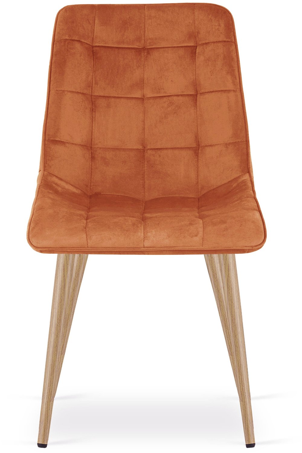 Oskar Eetkamerstoel SPLIT – Koperkleurig Velvet / Fluweel – Gestoffeerde Zitting – Metalen Poten in Eikenlook – Modern Design – Voor Eetkamer en Keuken