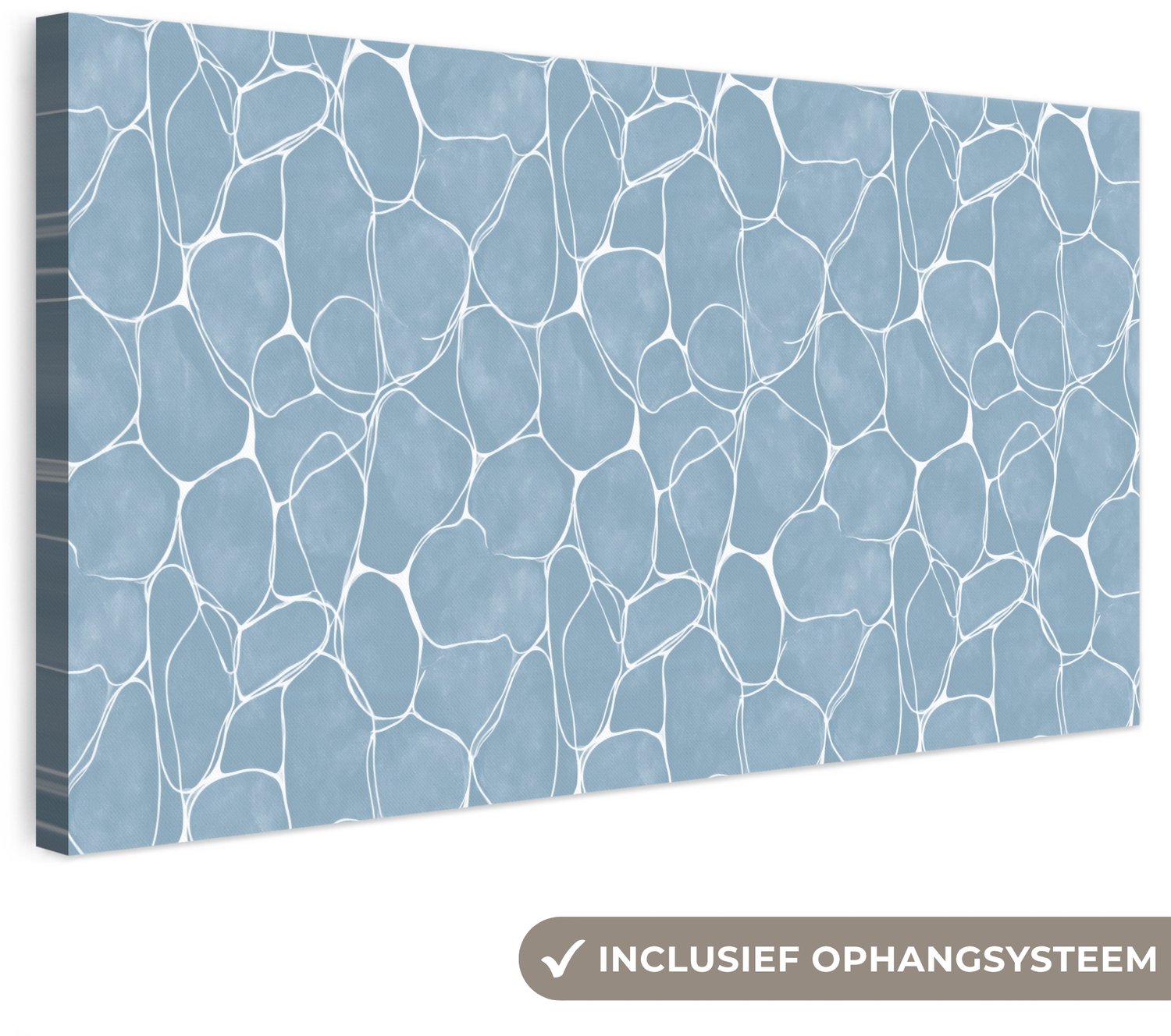 Canvas schilderij 100x50 cm - Exclusieve wanddecoratie Organisch - Patroon - Blauw - Muurdecoratie woonkamer - Slaapkamer decoratie - Kamer accessoires - Schilderijen op canvas groot XXL