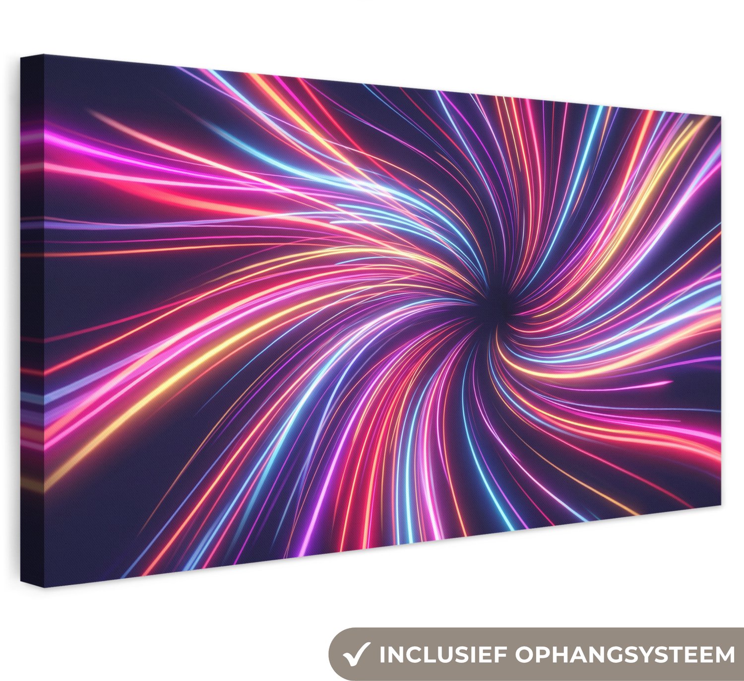 Canvas schilderij 60x30 cm - Exclusieve wanddecoratie Abstract - Swirl - Futuristic - Neon - Muurdecoratie woonkamer - Slaapkamer decoratie - Kamer accessoires - Schilderijen op canvas
