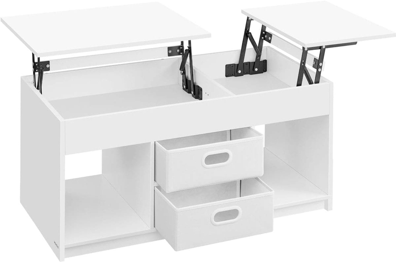 Klarven Salontafel Wit - Salontafel met Opbergruimte - Salontafel met Lade - Lift-top Salontafel - Lift-top in Twee Richtingen - Twee Lades en Verborgen Vakken