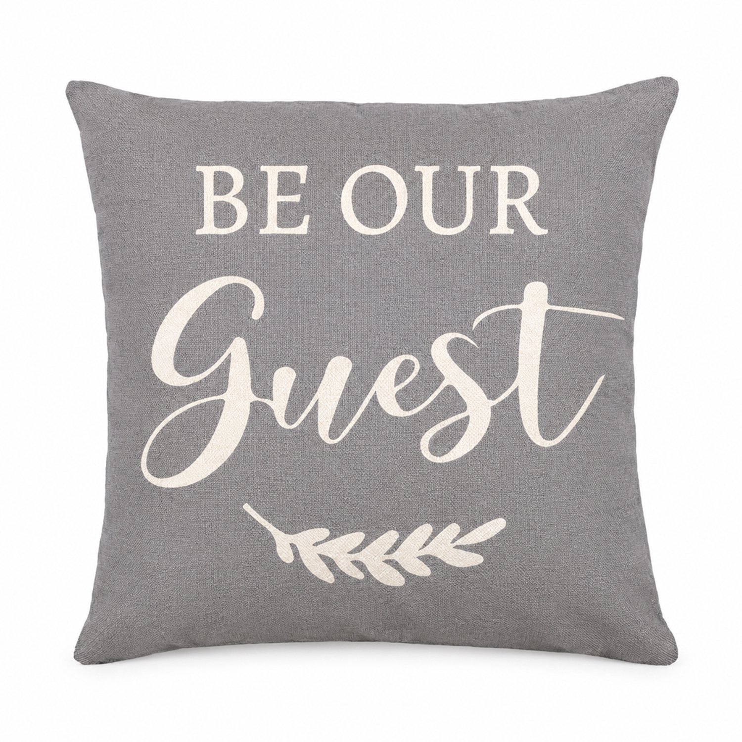 SWGOTA Kussenhoes 45 x 45 cm van polyester, grijs met crèmekleurige tekst en takmotief, zonder binnenkussen