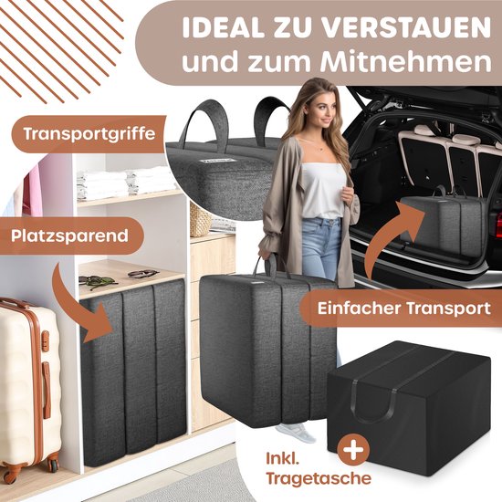 KESSER® Logeermatras - 3-voudig opvouwbaar vouwmatras met draagtas - 15 cm dik - 120x195 cm - Antraciet