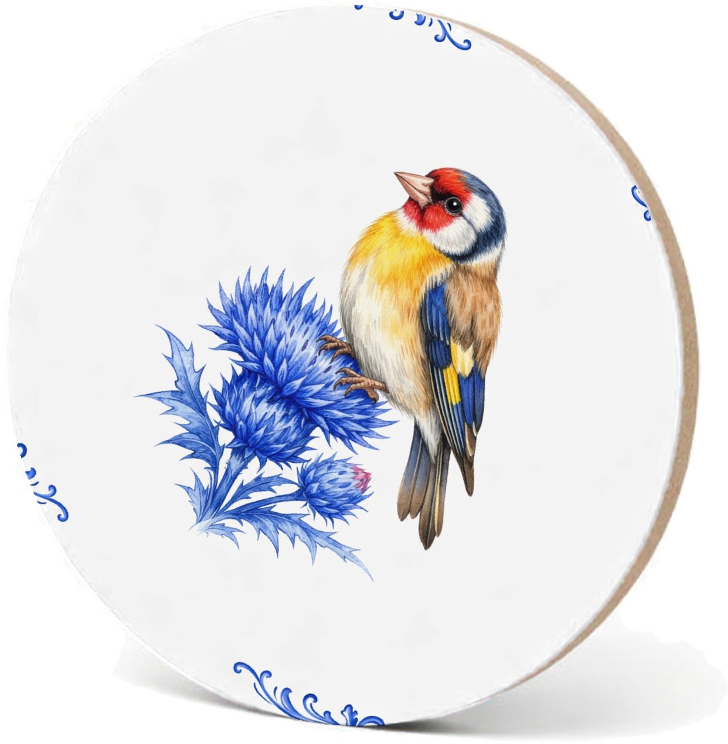 Mr Cadeautjes MDF fotolijst - design Klassieke botanische vogelprint met een andere tuinvogel en | cadeau Wit
