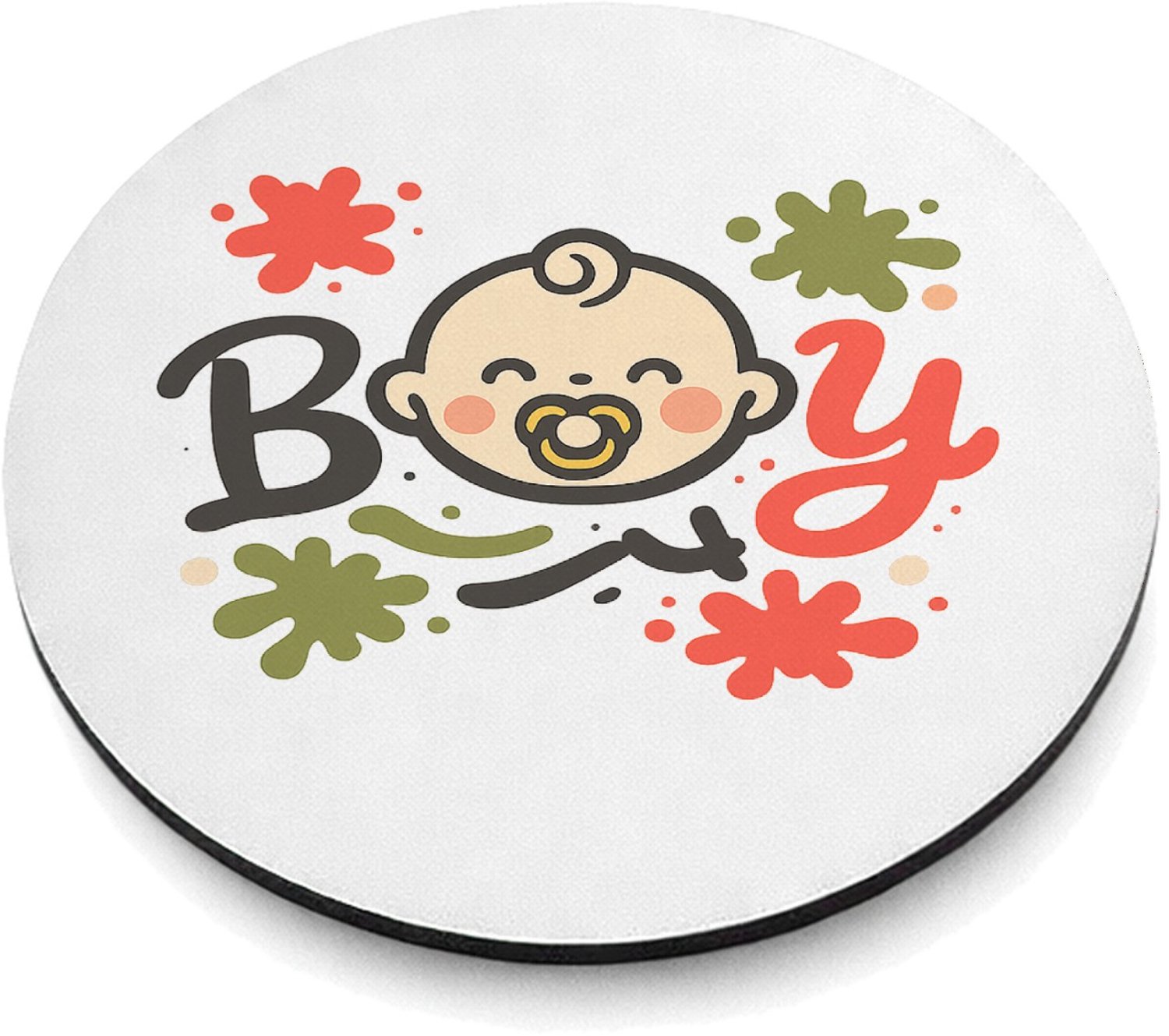 Mr Cadeautjes MDF magnetische fotolijst rond Ø 9,5 - design Grappige typografische babyprint met sportieve knipoog | cadeau Wit