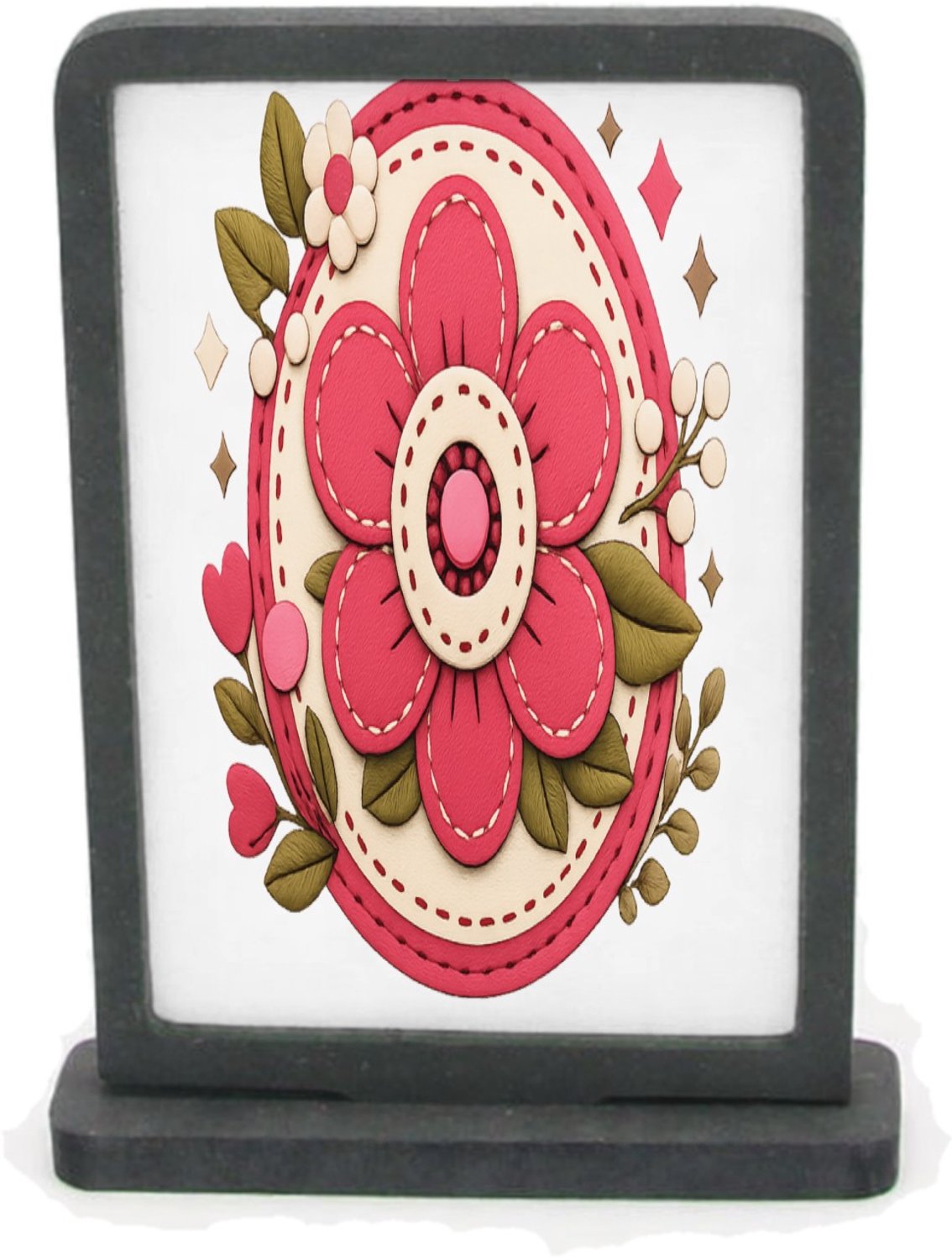 Mr Cadeautjes Houten fotolijst rechthoek met MDF inleg - design Een vrolijke complimentenbadge met retro bloemenkader en cen | cadeau Wit