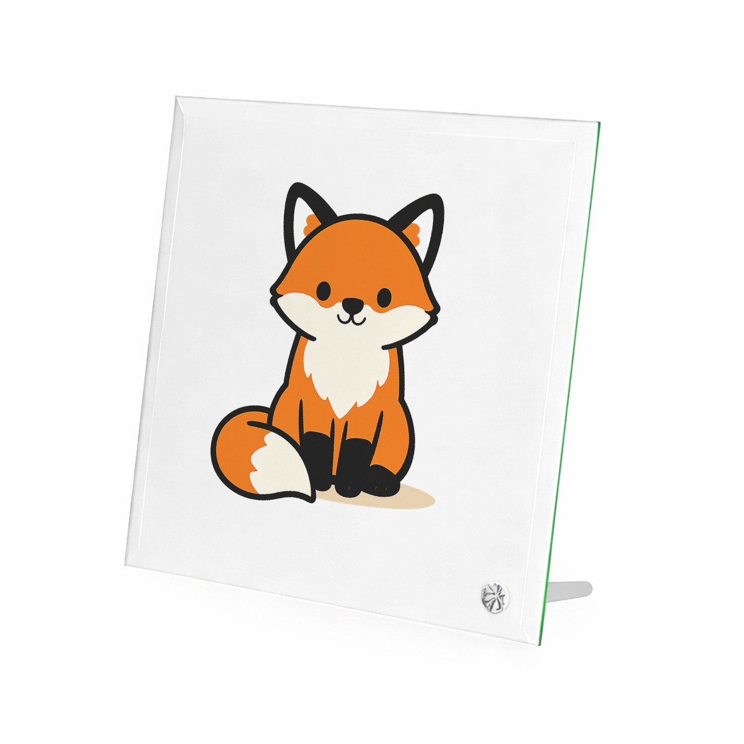 Mr Cadeautjes Glasframe 20 x 20 - design Minimalistische vossenillustratie met rustige centrale plaat | cadeau Wit