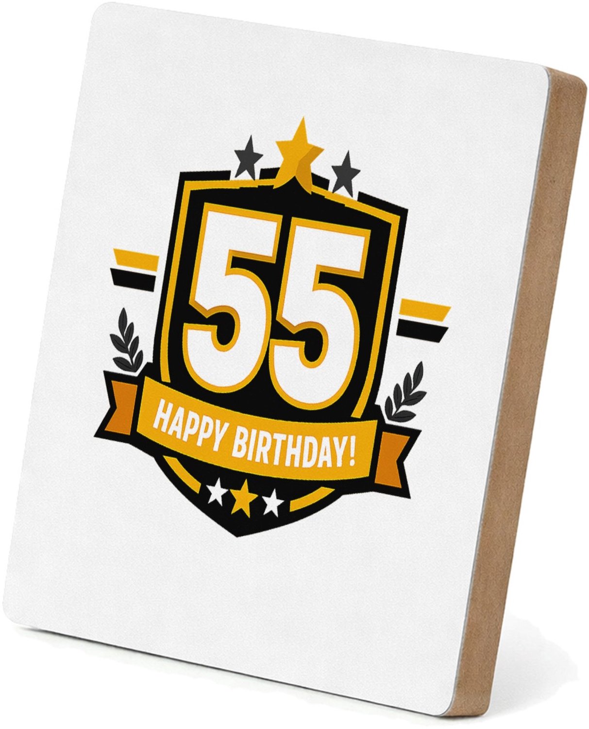 Mr Cadeautjes MDF staande fotolijst 15,2 x 15,2 - design Feestelijke mijlpaalprint met een centraal cijfer in een gra | cadeau Wit