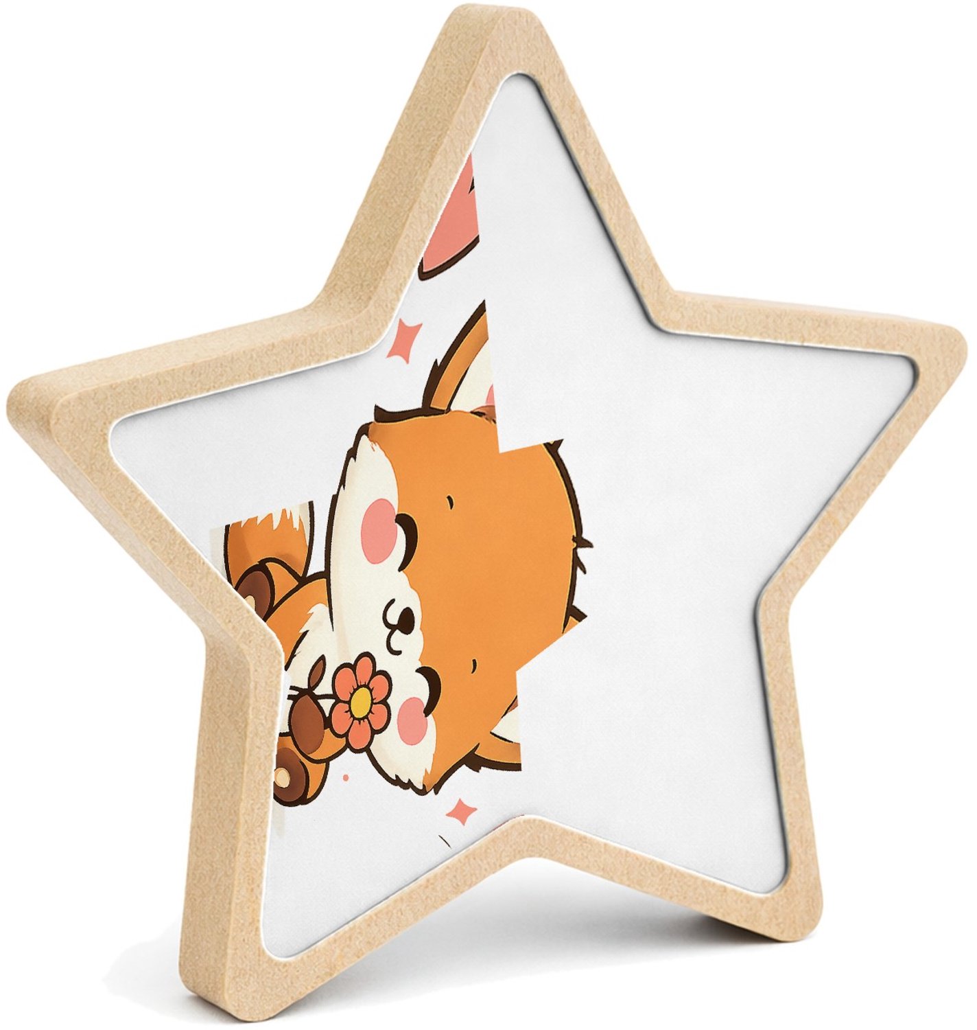 Mr Cadeautjes MDF fotolijst ster 14 x 13,5 - design Een vrolijk waarderingsontwerp met een schattige mascotte en | cadeau Wit