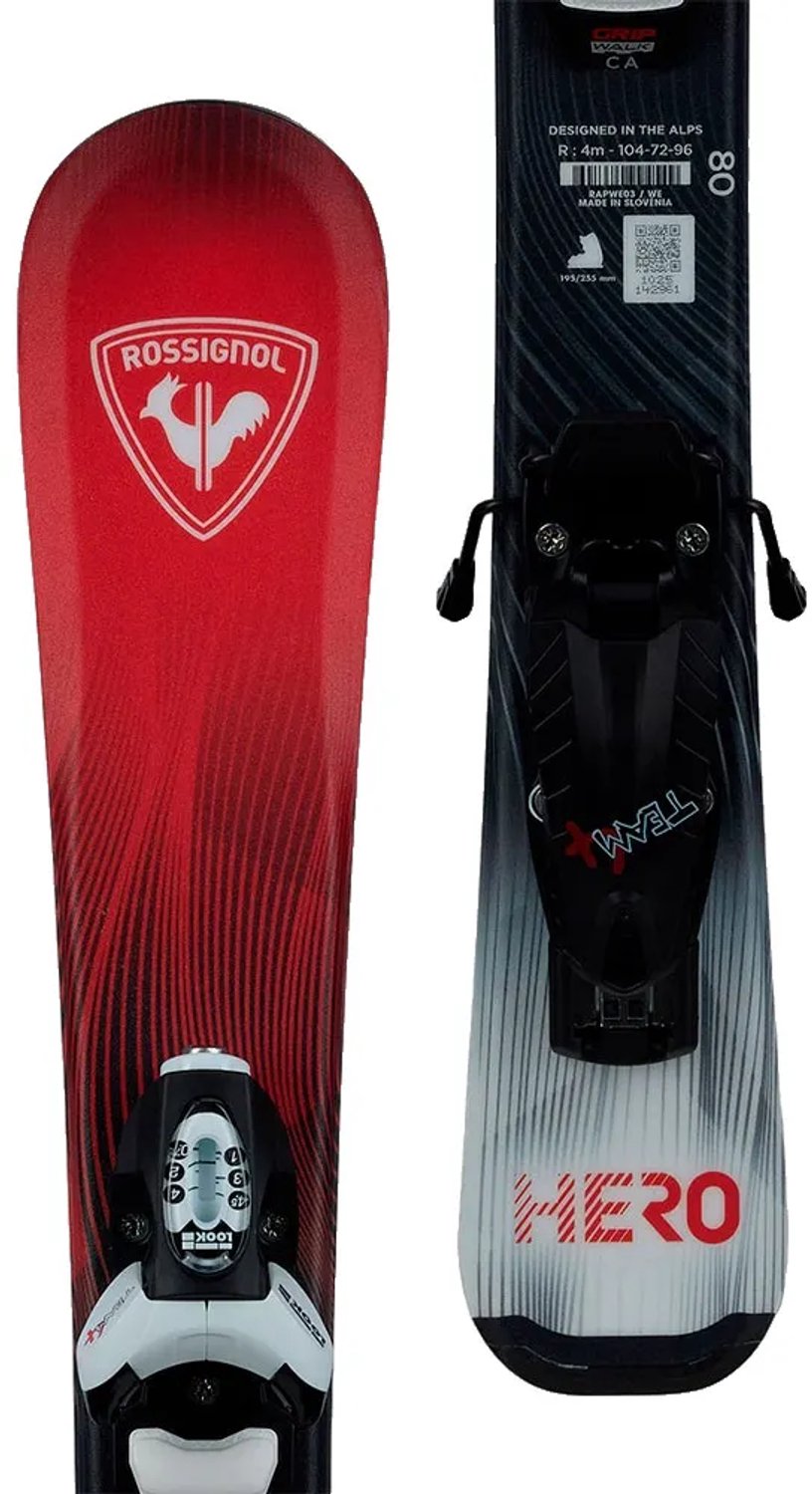 Rossignol Hero Kid Pre-drilled+team 4 Gw Junior Alpin Skispakket 80 Kinderen Rood