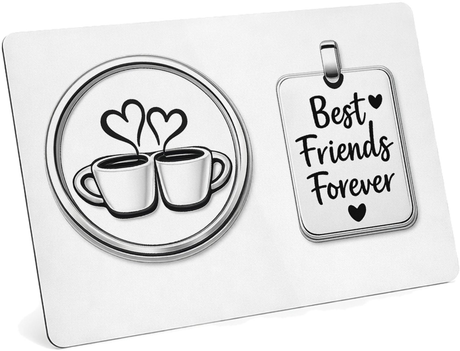 Mr Cadeautjes MDF magnetische fotolijst 28 x 19 - design Een minimalistische vriendschapsbadge met een eenvoudige ill | cadeau Wit