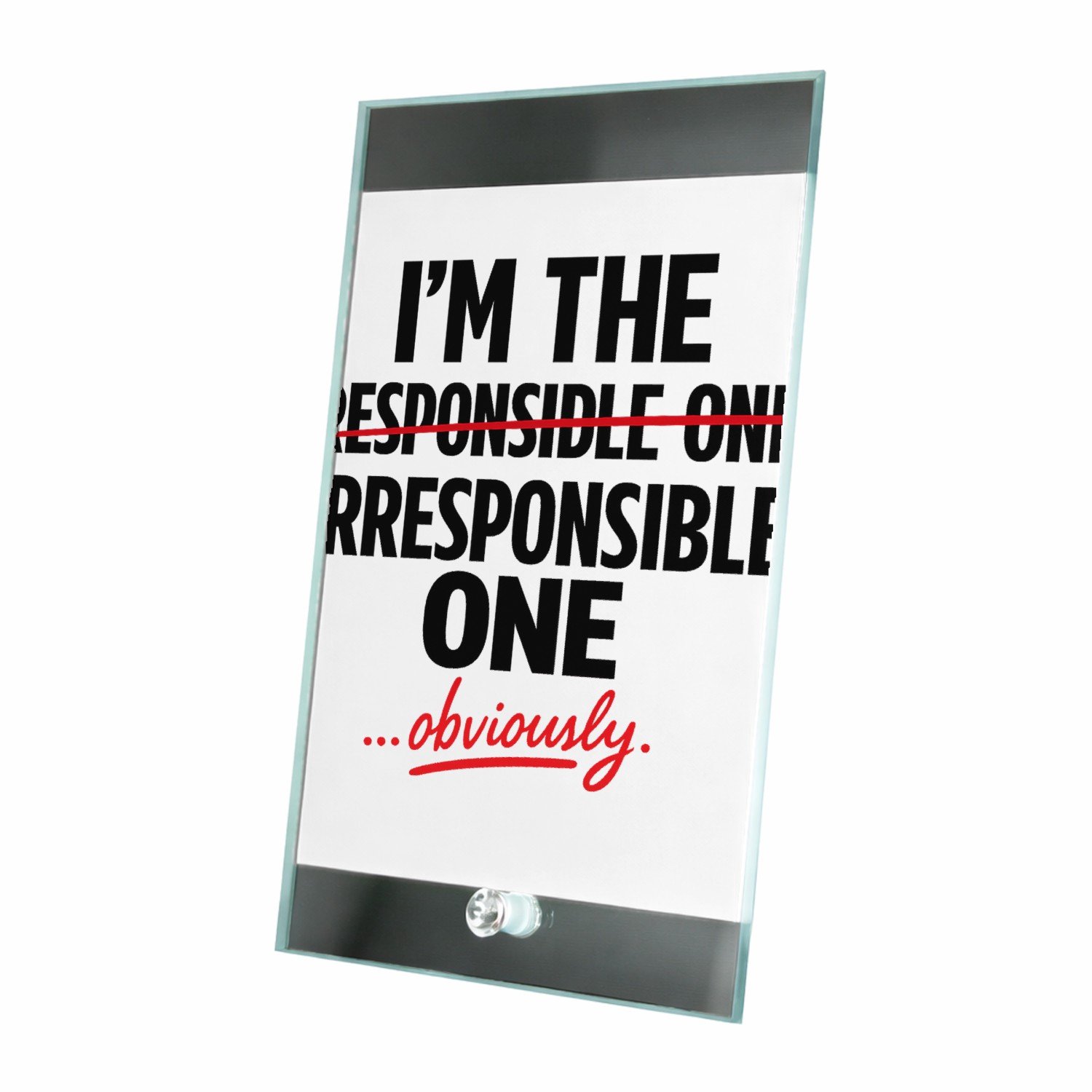Mr Cadeautjes Glasframe 15 x 23 - design Een krachtige typografische grap met een doorgestreepte verw | cadeau Wit