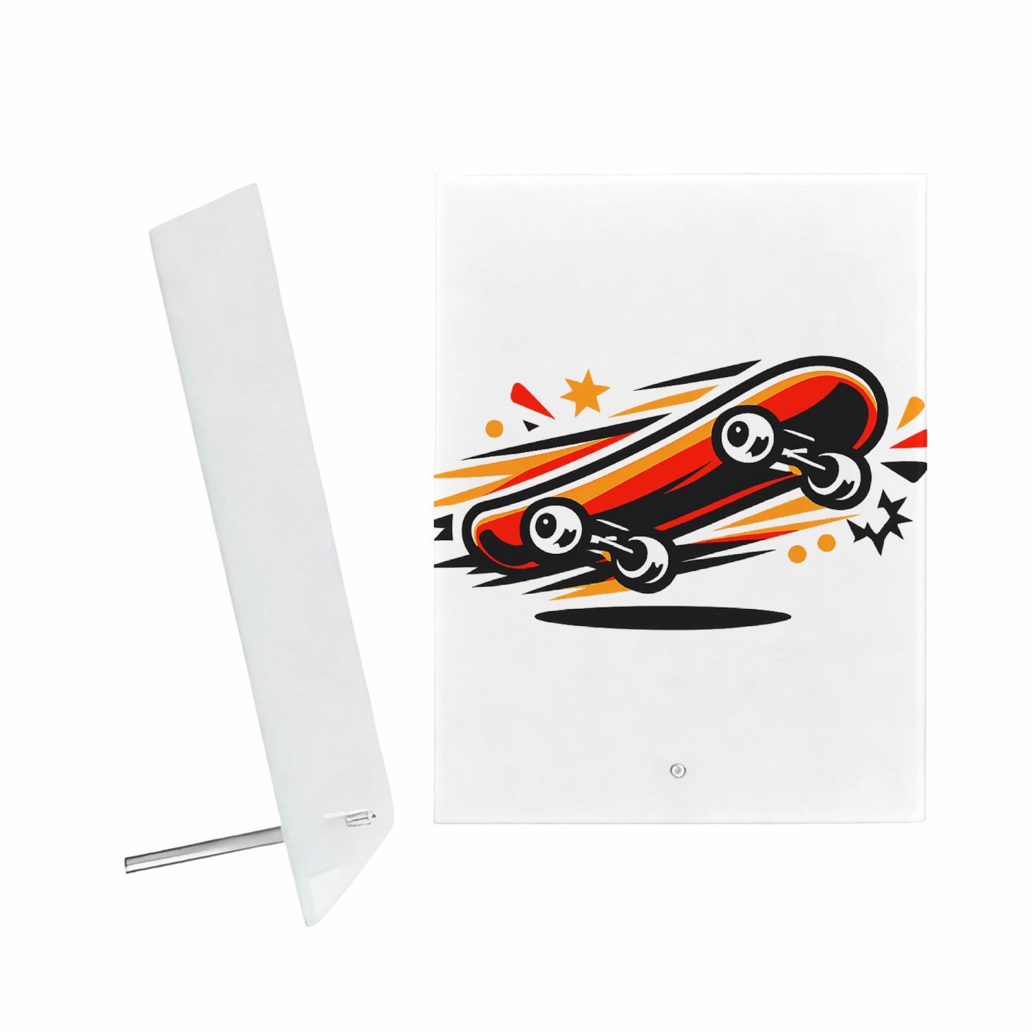 Mr Cadeautjes Glazen fotopaneel Een compacte naamprint met een energiek icoon dat snelheid u - 15 x 20 cm, staand - glas, decoratie, wanddecoratie | cadeau Wit