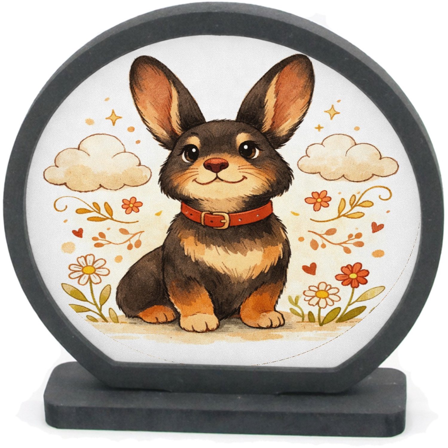 Mr Cadeautjes Houten fotolijst rond met MDF inleg - design Een speels dierportret met een rustige omlijsting en een zac | cadeau Wit