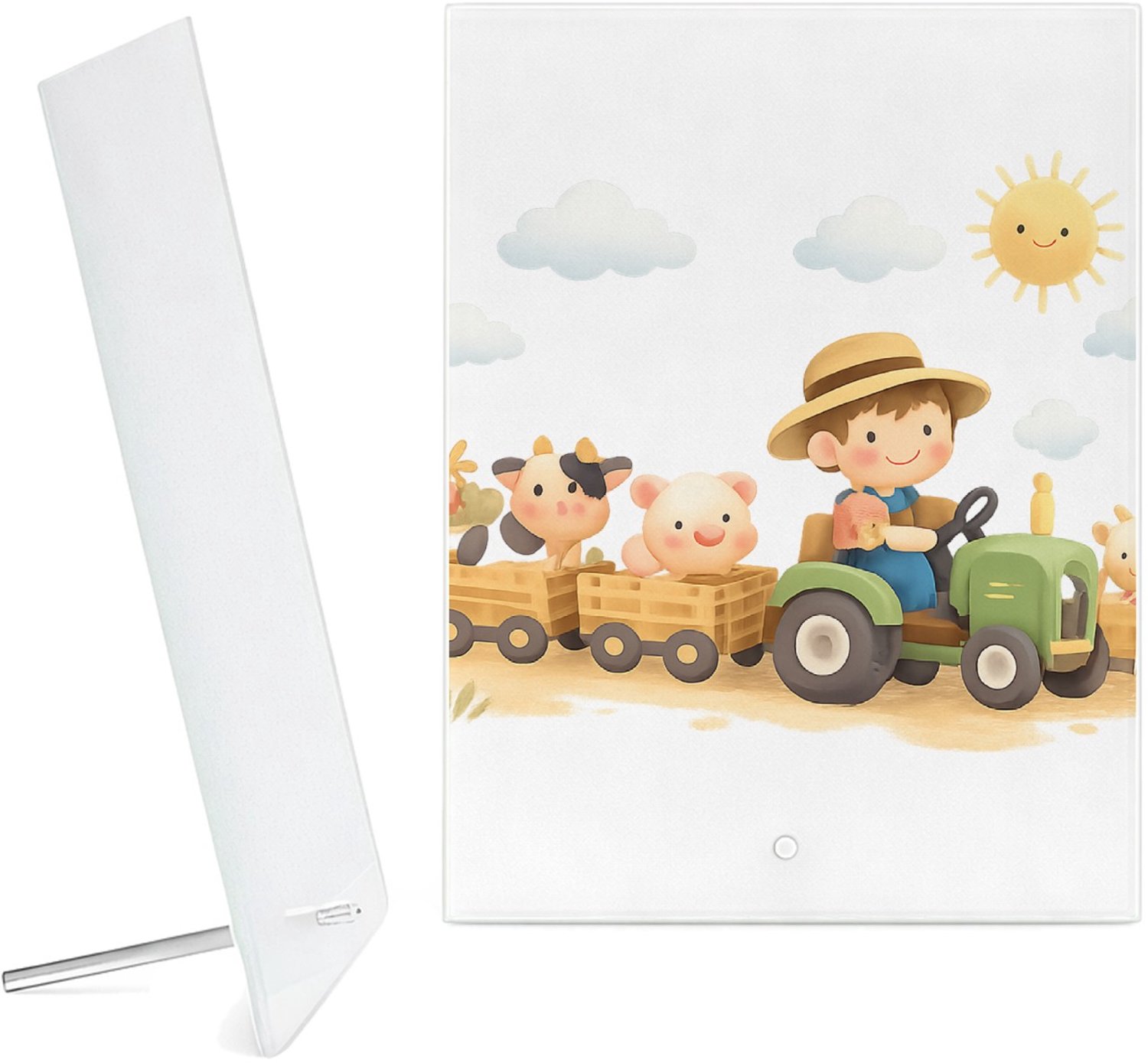 Mr Cadeautjes Glazen fotopaneel Drie panelen met een zachte dierlijke reis door de seizoenen - 15 x 20 cm, staand - glas, decoratie, wanddecoratie | cadeau Wit