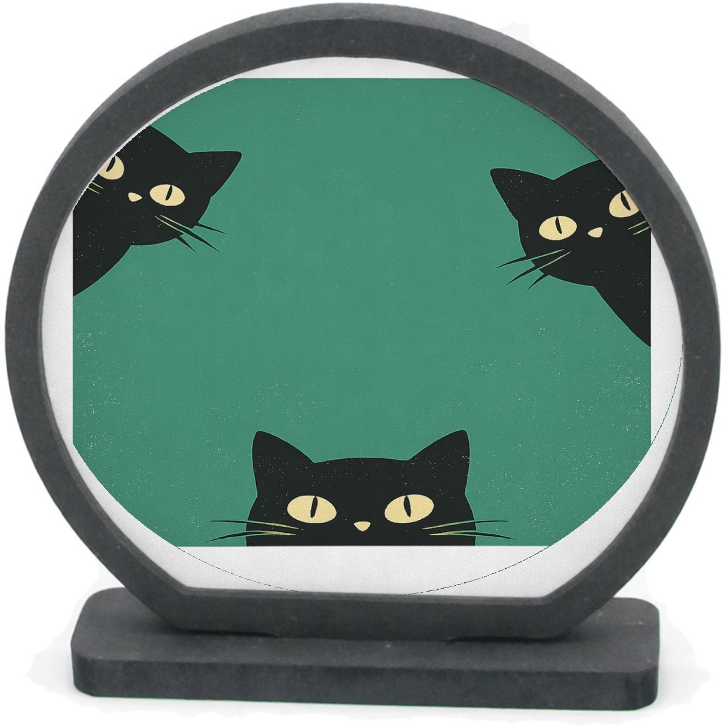 Mr Cadeautjes Houten fotolijst rond met MDF inleg - design Drie speelse huisdier-silhouetten die vanuit de randen naar | cadeau Wit