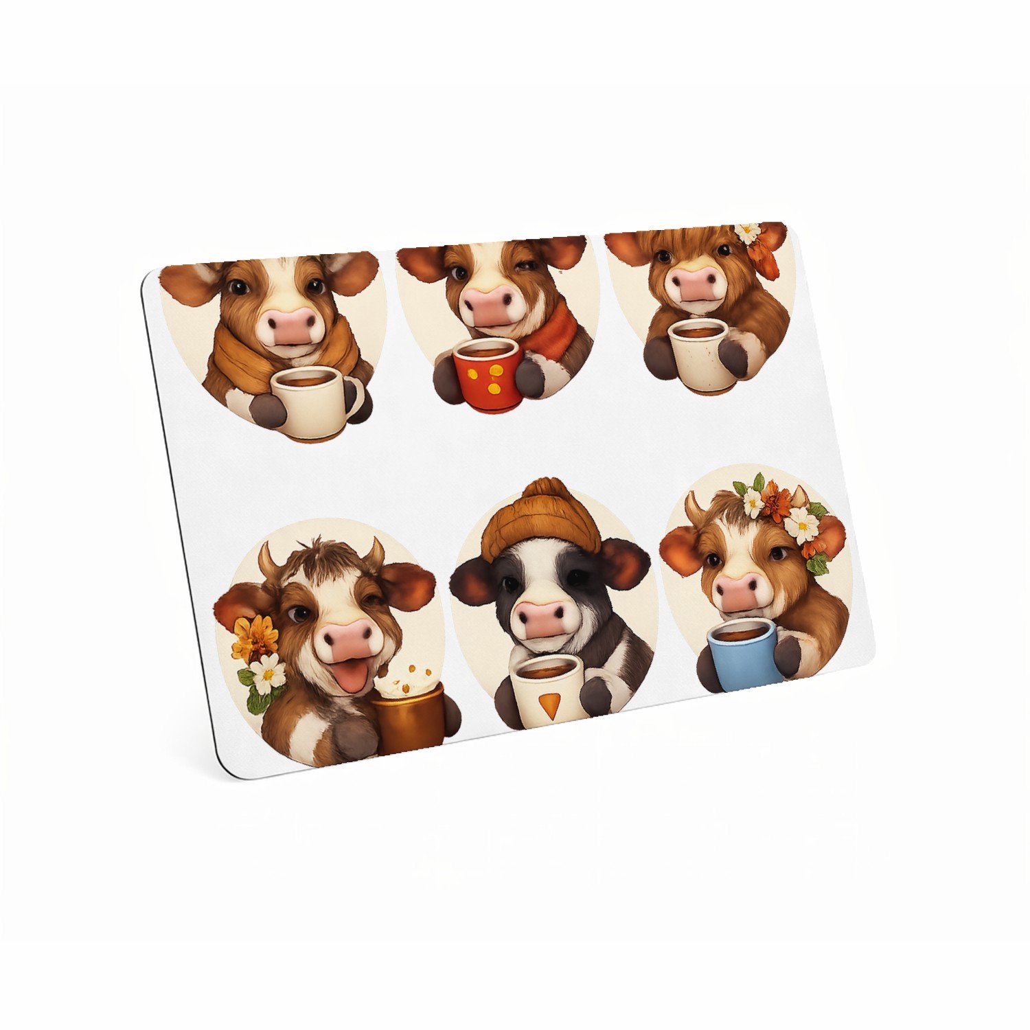 Mr Cadeautjes MDF magnetische fotolijst 28 x 19 - design Een reeks vrolijke kattenportretten met theekopjes en winter | cadeau Wit