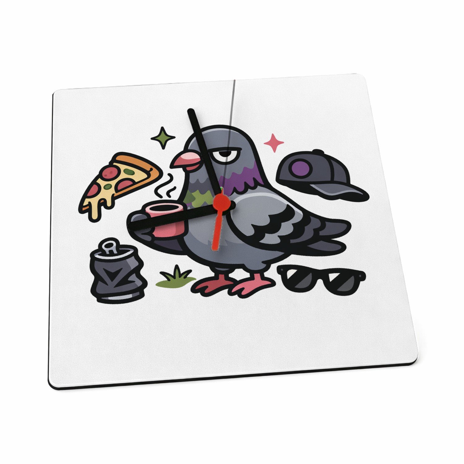 Mr Cadeautjes Klok 19 x 19 - design Een speelse woordbeeldcompositie met een huisdier als visuel | cadeau Wit