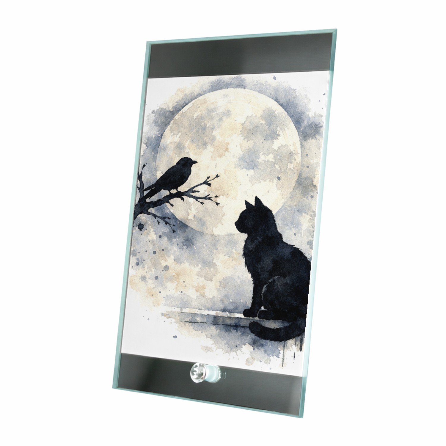 Mr Cadeautjes Glasframe 15 x 23 - design Een donker, elegant natuurbeeld met een andere hoofdvorm en | cadeau Wit
