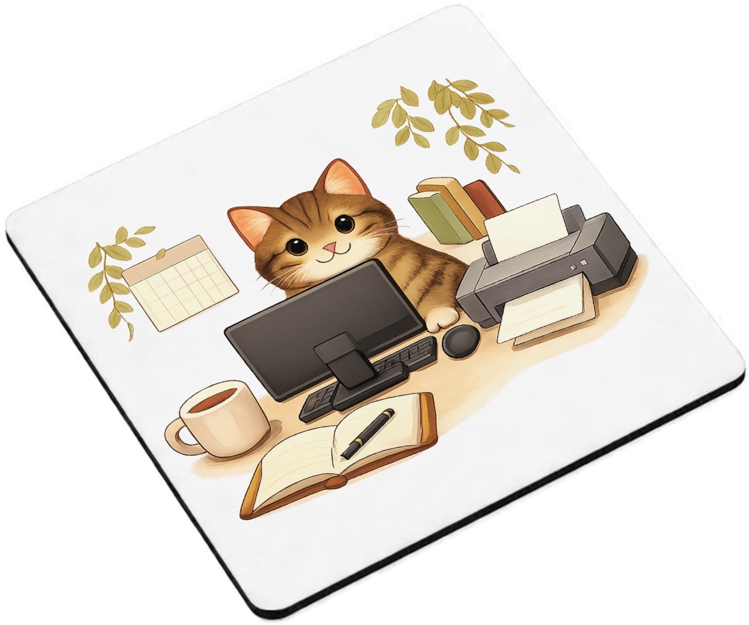 Mr Cadeautjes MDF magnetische fotolijst vierkant 9,5 - design Een hond als ‘supportmedewerker’ aan een receptiebalie met e | cadeau Wit