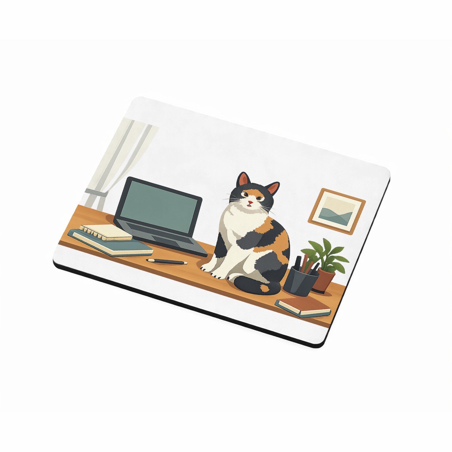 Mr Cadeautjes MDF magnetische fotolijst 9 x 7 - design Een eigenzinnige ‘ongewenste coworker’ scène in een rustige | cadeau Wit