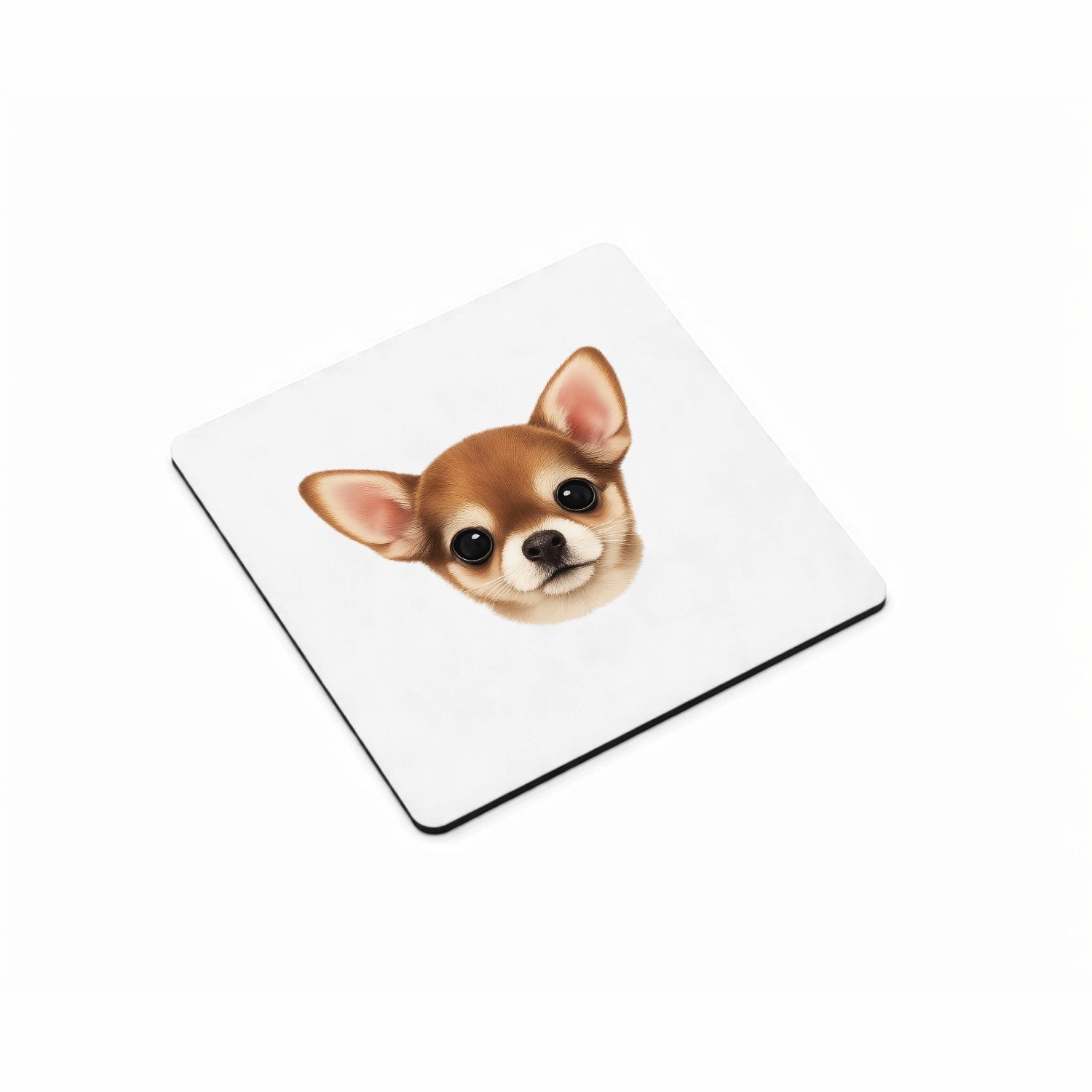 Mr Cadeautjes MDF magnetische fotolijst vierkant 9,5 - design Een klein, centraal portret van een nieuwsgierige kat met ro | cadeau Wit