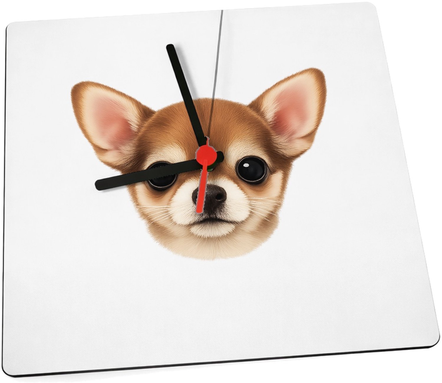 Mr Cadeautjes Klok 19 x 19 - design Een klein, centraal portret van een nieuwsgierige kat met ro | cadeau Wit
