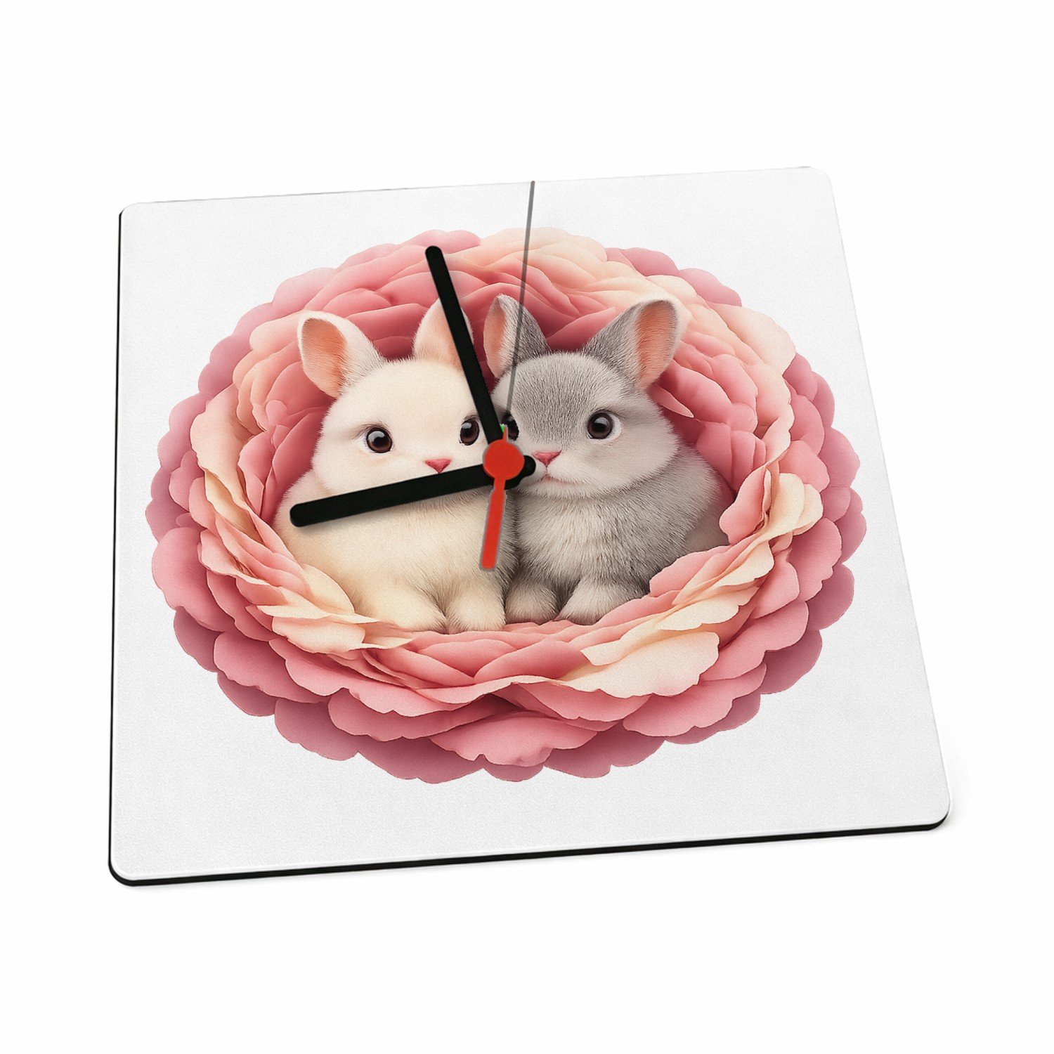 Mr Cadeautjes Klok 19 x 19 - design Een knusse dierenprint met een vergelijkbaar omlijstend nest | cadeau Wit