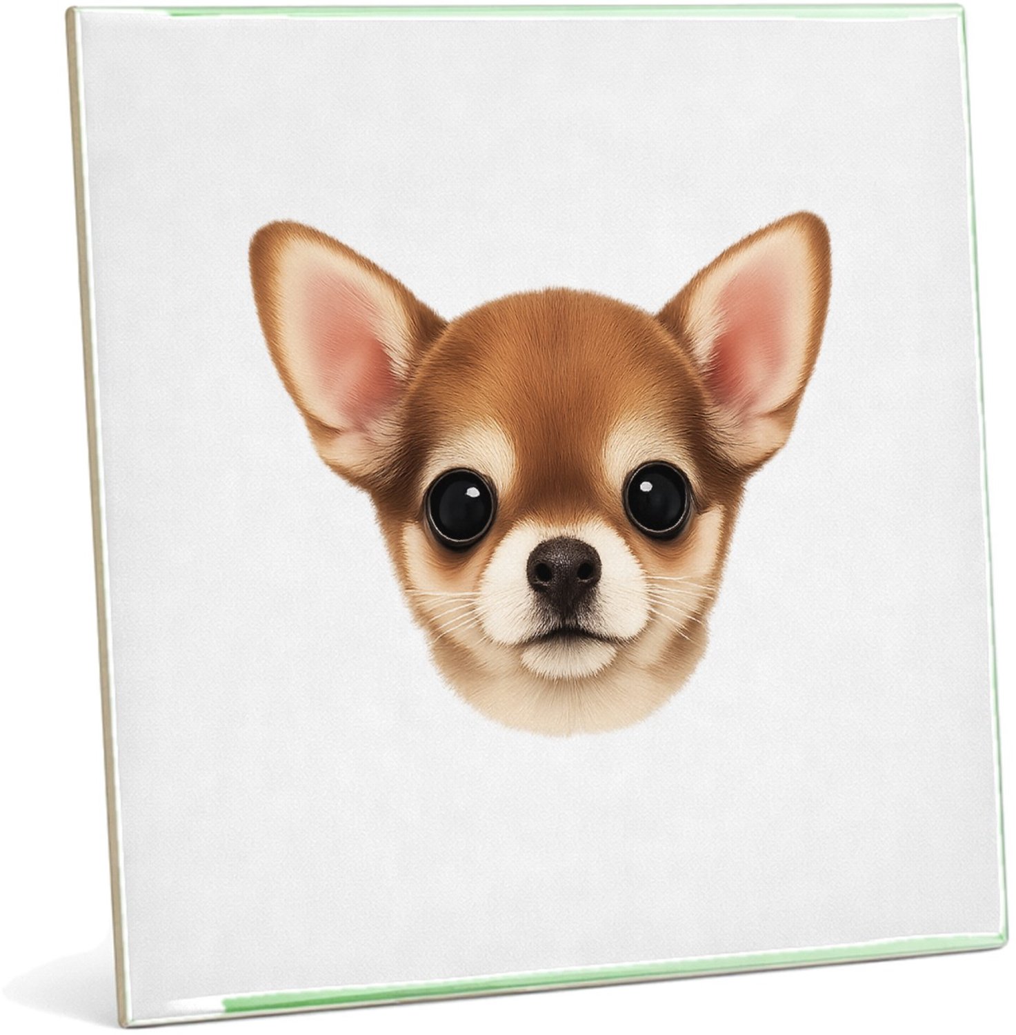 Mr Cadeautjes Tegel 20 x 20 cm - design Een klein, centraal portret van een nieuwsgierige kat met ro | cadeau Wit