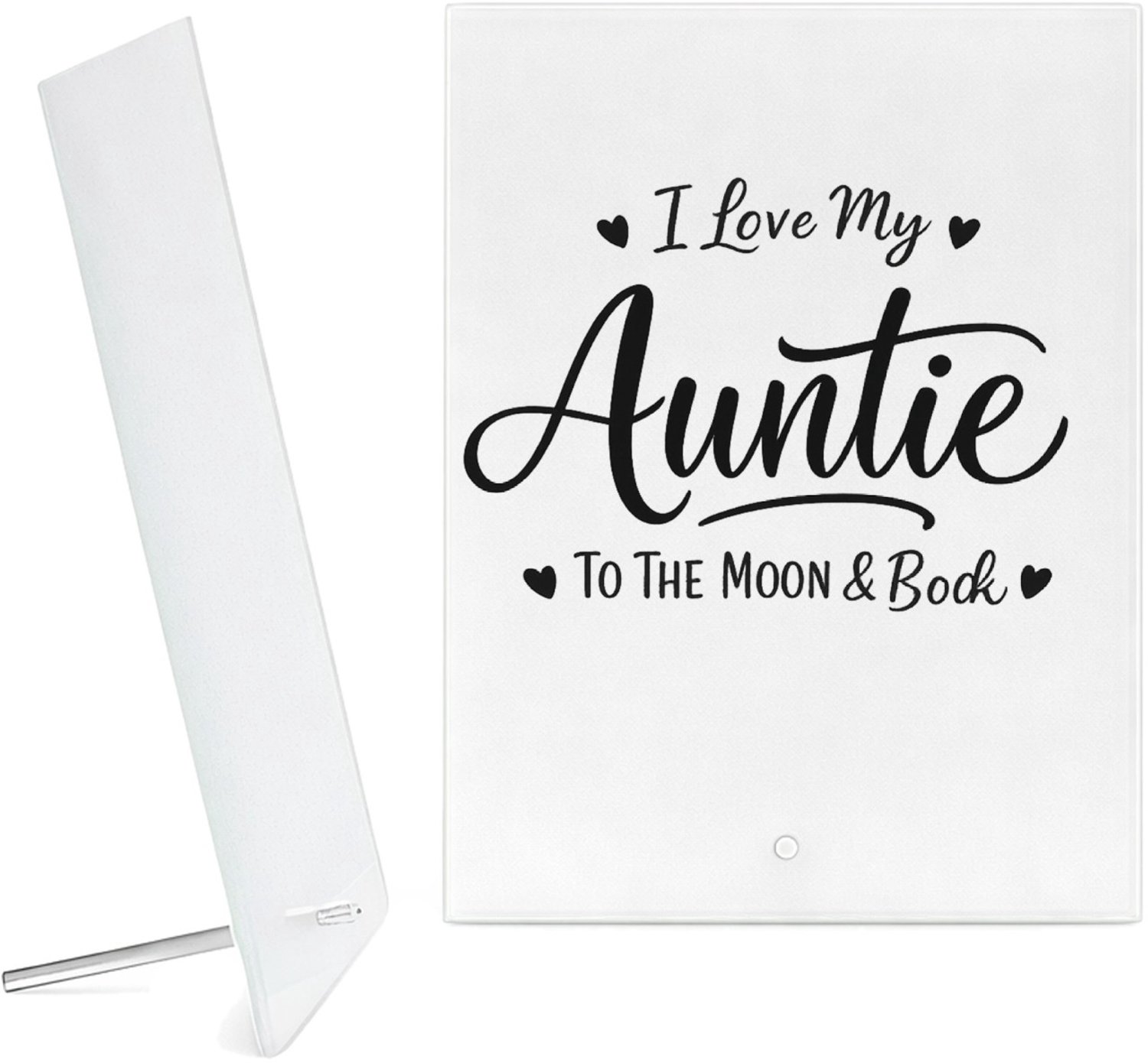 Mr Cadeautjes Glazen fotopaneel Een compacte typografische cadeauboodschap met een speelse h - 15 x 20 cm, staand - glas, decoratie, wanddecoratie | cadeau Wit