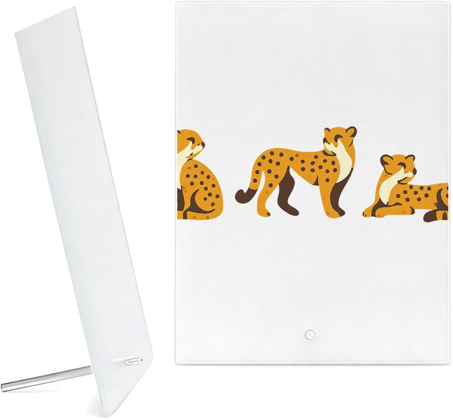 Mr Cadeautjes Glazen fotopaneel Een rustige reeks kleine dieren in verschillende poses met v - 15 x 20 cm, staand - glas, decoratie, wanddecoratie | cadeau Wit