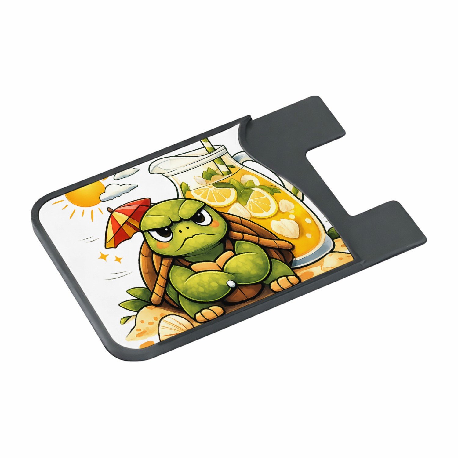 Mr Cadeautjes Creditcardhouder - design Een norse schildpad met een mini-parasol en een tropische li | cadeau